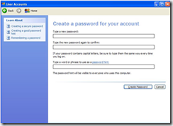 Create a password in Windows XP