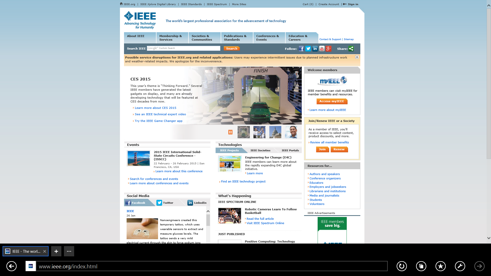 Figura 1. Ueb faqja e IEEE-së