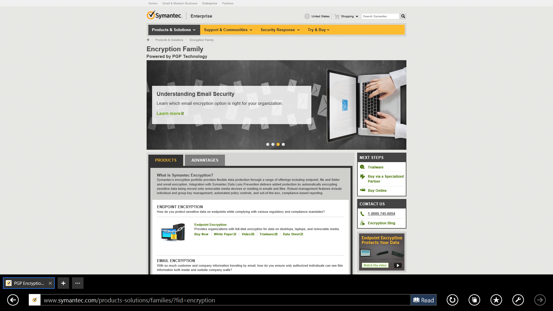 Figura 1 - Faqja e uebit të Symantec