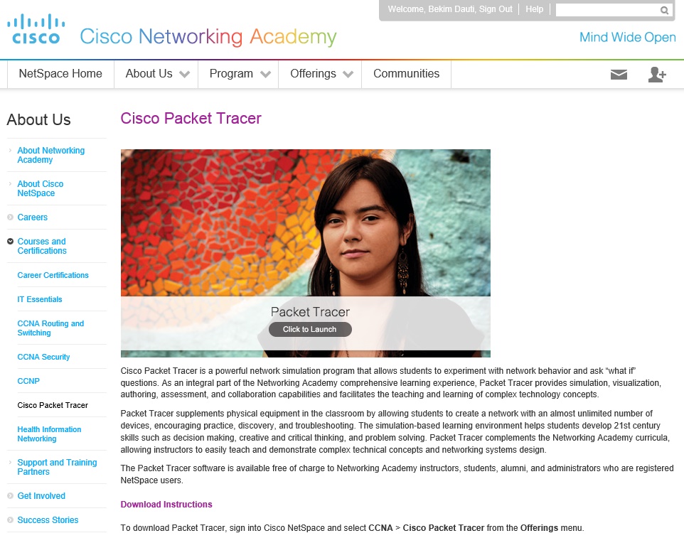 Figura 3. Si ta shkarkoni Cisco Packet Tracer? (Netacad, 2015)
