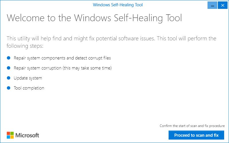 Windows 10 Self-healing Tool