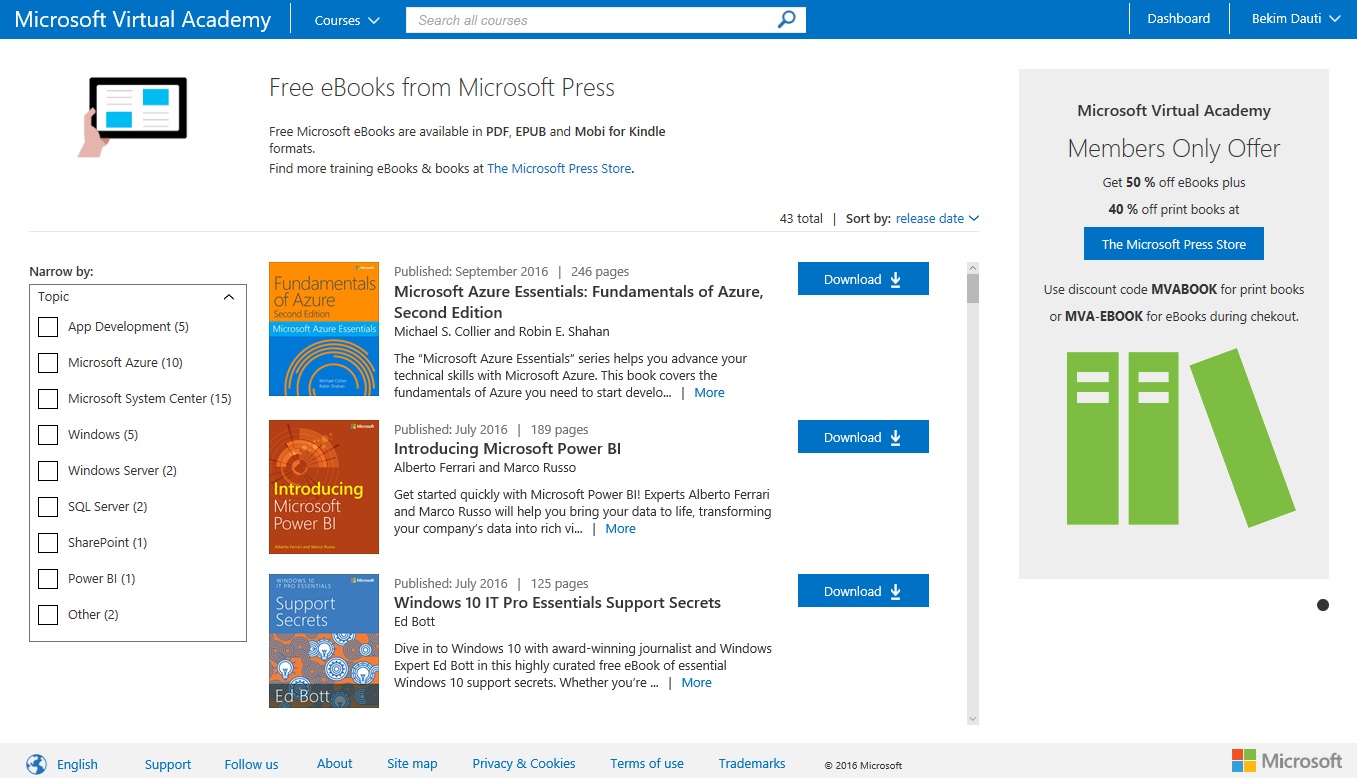 Microsoft Virtual Academy: New Free E-Books Arrived – Dautti